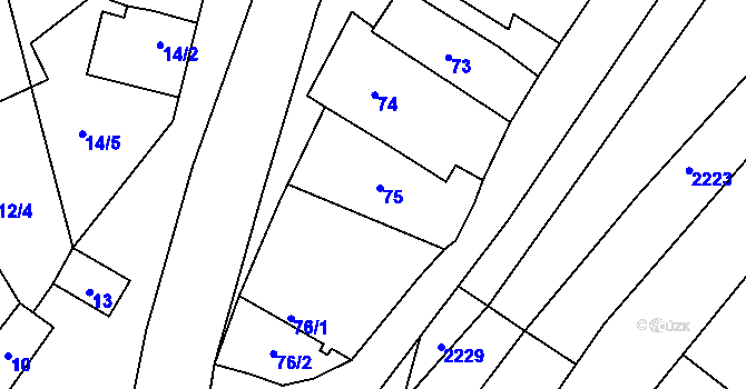 Parcela st. 75 v KÚ Popice u Znojma, Katastrální mapa