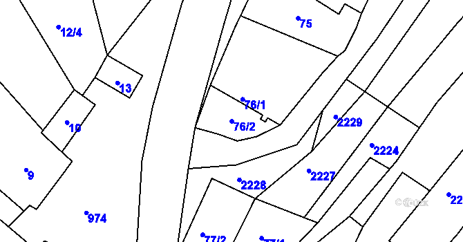 Parcela st. 76/2 v KÚ Popice u Znojma, Katastrální mapa