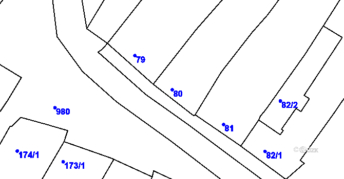 Parcela st. 80 v KÚ Popice u Znojma, Katastrální mapa