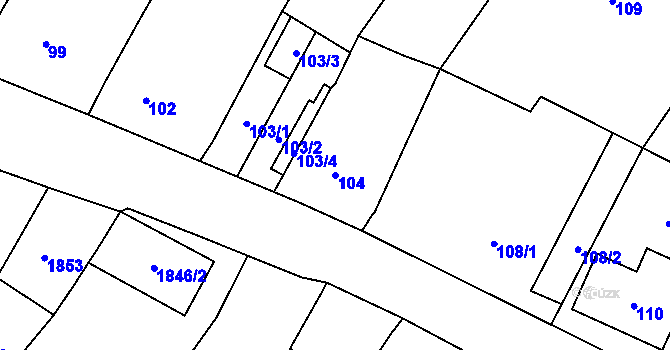 Parcela st. 104 v KÚ Popice u Znojma, Katastrální mapa