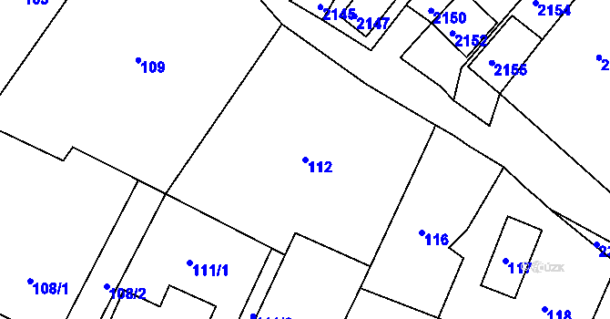 Parcela st. 112 v KÚ Popice u Znojma, Katastrální mapa