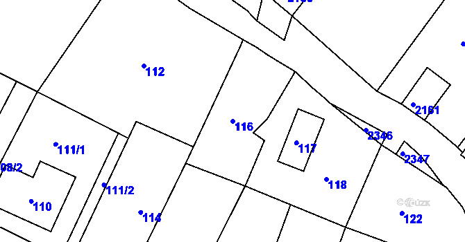 Parcela st. 116 v KÚ Popice u Znojma, Katastrální mapa