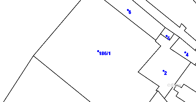 Parcela st. 186/1 v KÚ Popice u Znojma, Katastrální mapa