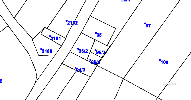 Parcela st. 96/3 v KÚ Popice u Znojma, Katastrální mapa