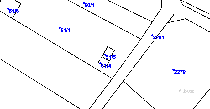 Parcela st. 51/5 v KÚ Popice u Znojma, Katastrální mapa