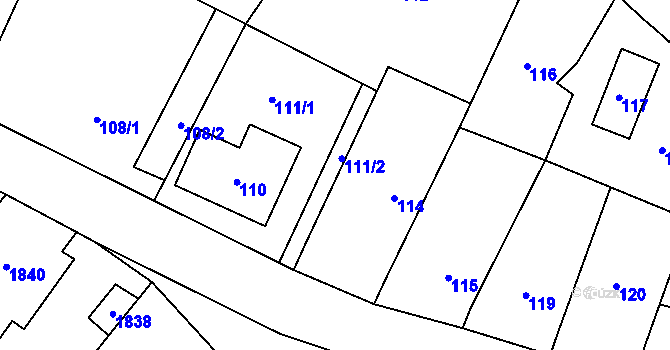 Parcela st. 111/2 v KÚ Popice u Znojma, Katastrální mapa