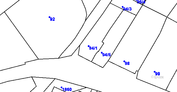 Parcela st. 94/1 v KÚ Popice u Znojma, Katastrální mapa