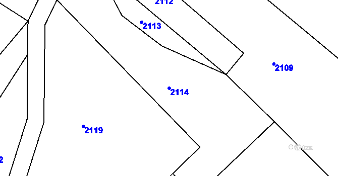 Parcela st. 2114 v KÚ Popice u Znojma, Katastrální mapa