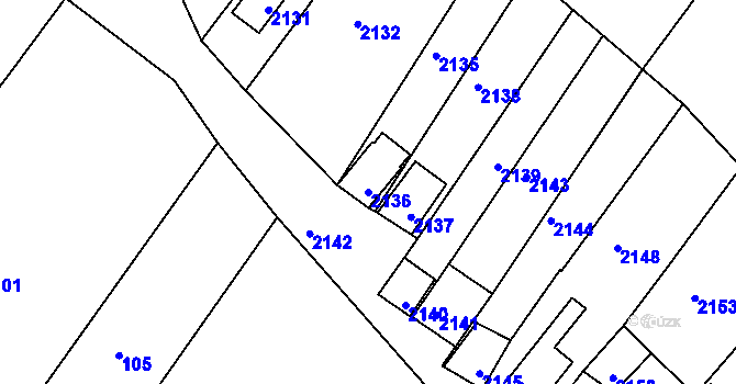 Parcela st. 2136 v KÚ Popice u Znojma, Katastrální mapa