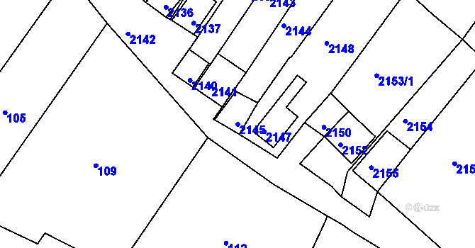 Parcela st. 2145 v KÚ Popice u Znojma, Katastrální mapa