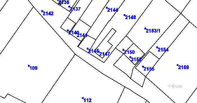 Parcela st. 2147 v KÚ Popice u Znojma, Katastrální mapa
