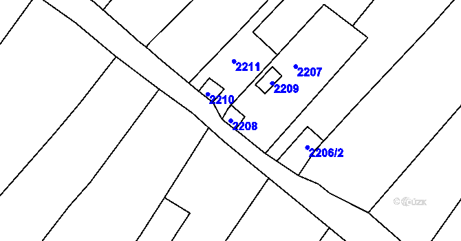 Parcela st. 2208 v KÚ Popice u Znojma, Katastrální mapa