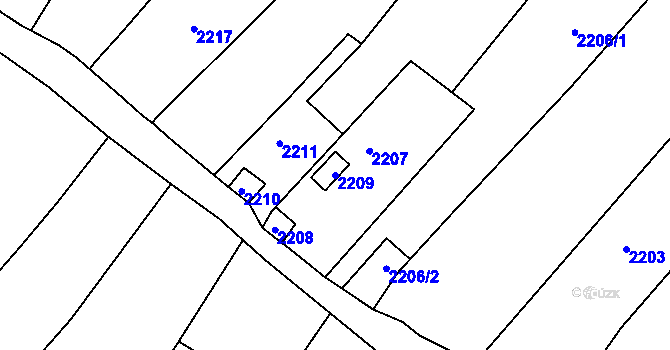 Parcela st. 2209 v KÚ Popice u Znojma, Katastrální mapa
