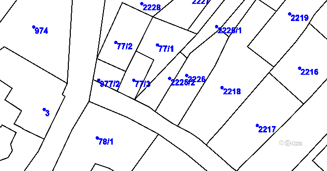 Parcela st. 2225 v KÚ Popice u Znojma, Katastrální mapa