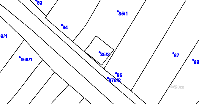Parcela st. 85/2 v KÚ Popice u Znojma, Katastrální mapa