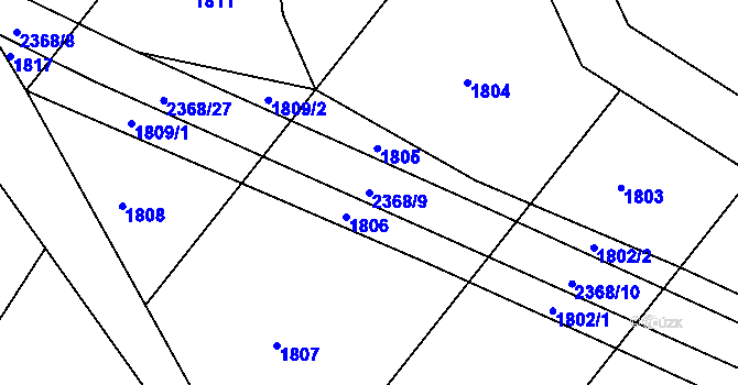 Parcela st. 2368/9 v KÚ Popice u Znojma, Katastrální mapa