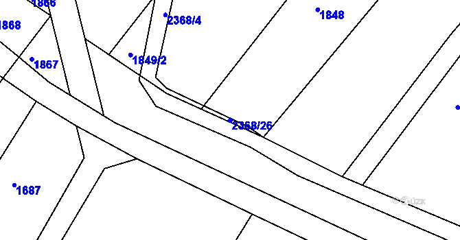 Parcela st. 2368/26 v KÚ Popice u Znojma, Katastrální mapa
