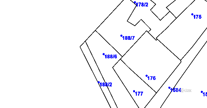 Parcela st. 188/6 v KÚ Popice u Znojma, Katastrální mapa