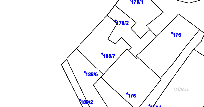 Parcela st. 188/7 v KÚ Popice u Znojma, Katastrální mapa