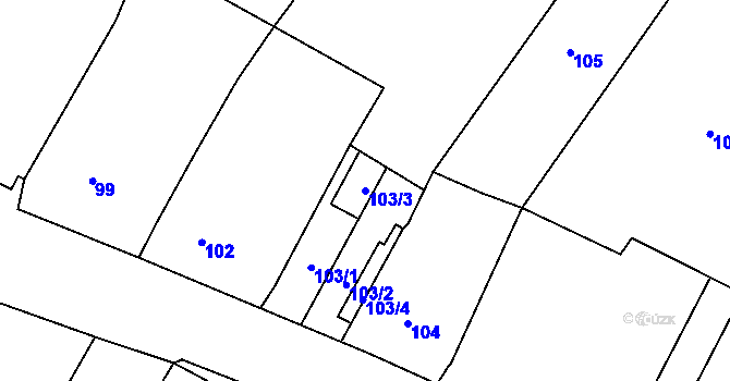 Parcela st. 103/3 v KÚ Popice u Znojma, Katastrální mapa