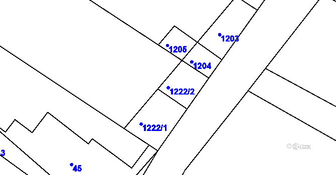 Parcela st. 1222/2 v KÚ Popice u Znojma, Katastrální mapa