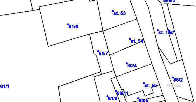 Parcela st. 61/7 v KÚ Dubičná, Katastrální mapa