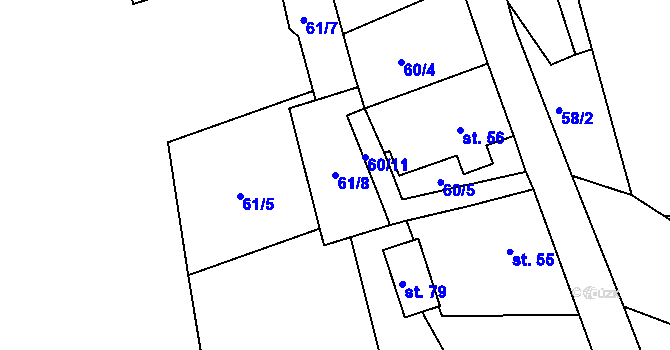 Parcela st. 61/8 v KÚ Dubičná, Katastrální mapa