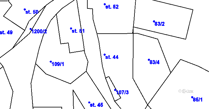 Parcela st. 44 v KÚ Konojedy u Úštěku, Katastrální mapa