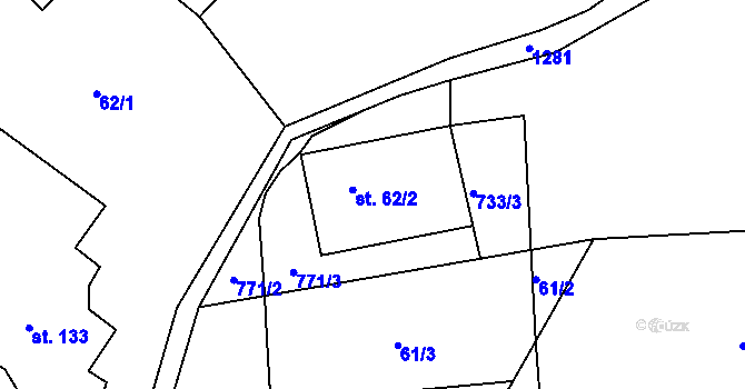 Parcela st. 62/2 v KÚ Konojedy u Úštěku, Katastrální mapa