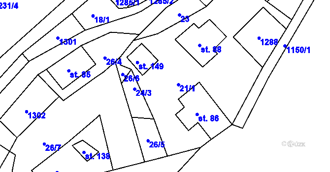 Parcela st. 24/1 v KÚ Konojedy u Úštěku, Katastrální mapa