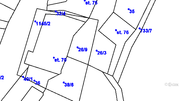 Parcela st. 26/3 v KÚ Konojedy u Úštěku, Katastrální mapa