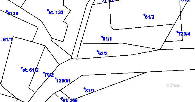 Parcela st. 62/2 v KÚ Konojedy u Úštěku, Katastrální mapa