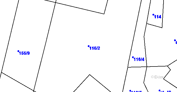 Parcela st. 116/2 v KÚ Konojedy u Úštěku, Katastrální mapa