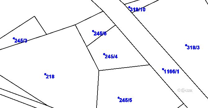 Parcela st. 245/4 v KÚ Konojedy u Úštěku, Katastrální mapa