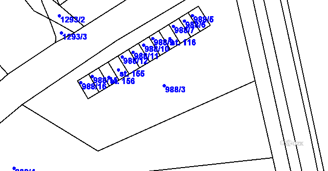 Parcela st. 988/3 v KÚ Konojedy u Úštěku, Katastrální mapa