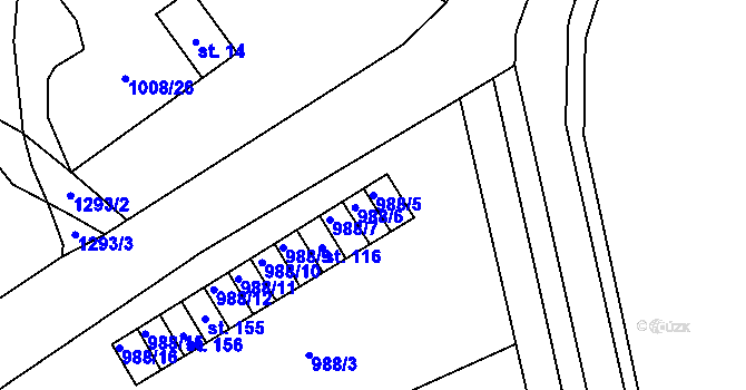 Parcela st. 988/5 v KÚ Konojedy u Úštěku, Katastrální mapa