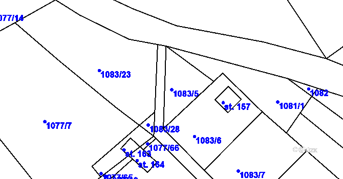 Parcela st. 1083/5 v KÚ Konojedy u Úštěku, Katastrální mapa