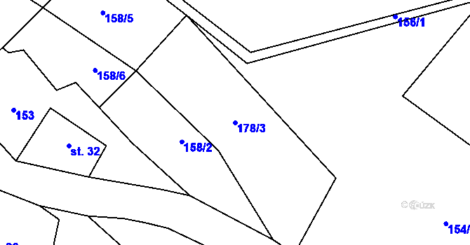 Parcela st. 178/3 v KÚ Konojedy u Úštěku, Katastrální mapa