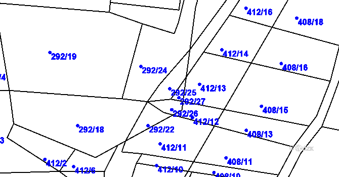 Parcela st. 292/25 v KÚ Konojedy u Úštěku, Katastrální mapa