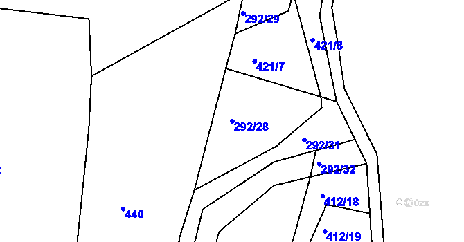 Parcela st. 292/28 v KÚ Konojedy u Úštěku, Katastrální mapa