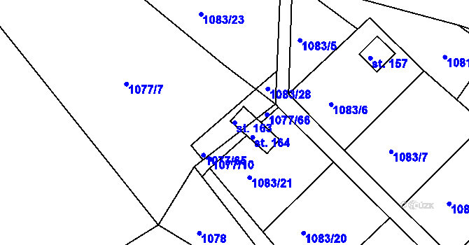 Parcela st. 163 v KÚ Konojedy u Úštěku, Katastrální mapa