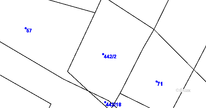 Parcela st. 442/2 v KÚ Ličenice, Katastrální mapa