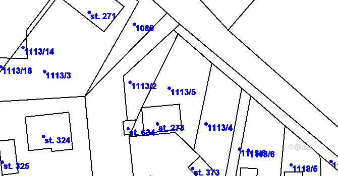 Parcela st. 1113/5 v KÚ Konstantinovy Lázně, Katastrální mapa