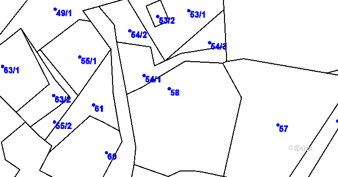 Parcela st. 58 v KÚ Kopanina, Katastrální mapa