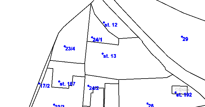 Parcela st. 13 v KÚ Doubrava u Aše, Katastrální mapa