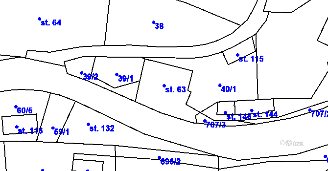 Parcela st. 63 v KÚ Doubrava u Aše, Katastrální mapa