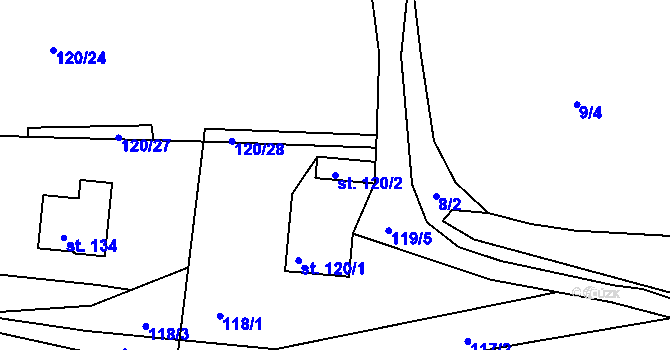 Parcela st. 120/2 v KÚ Doubrava u Aše, Katastrální mapa