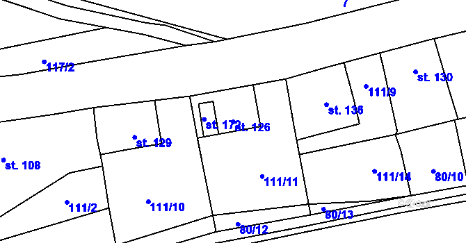 Parcela st. 126 v KÚ Doubrava u Aše, Katastrální mapa