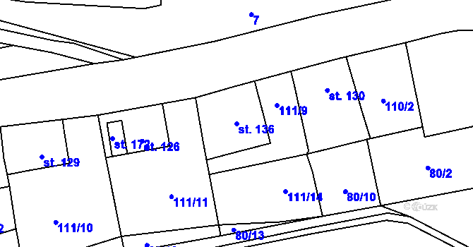 Parcela st. 136 v KÚ Doubrava u Aše, Katastrální mapa