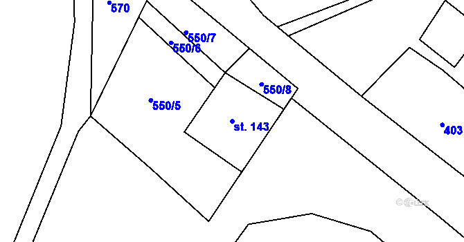 Parcela st. 143 v KÚ Doubrava u Aše, Katastrální mapa
